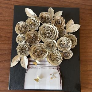 Vintage sheet music flowers on canvas